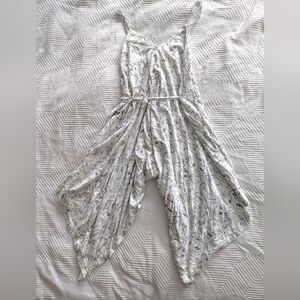 Cost Plus World Market White and Black Squiggly Face Jumpsuit - Size L / XL